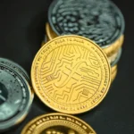 a close up of three different types of coins